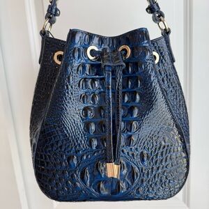 Brahmin Melinda Bucket Bag Anchor Blue Melbourne Leather